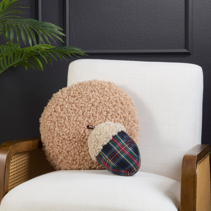 Tartan Acorn Throw Pillow with Sherpa Texture