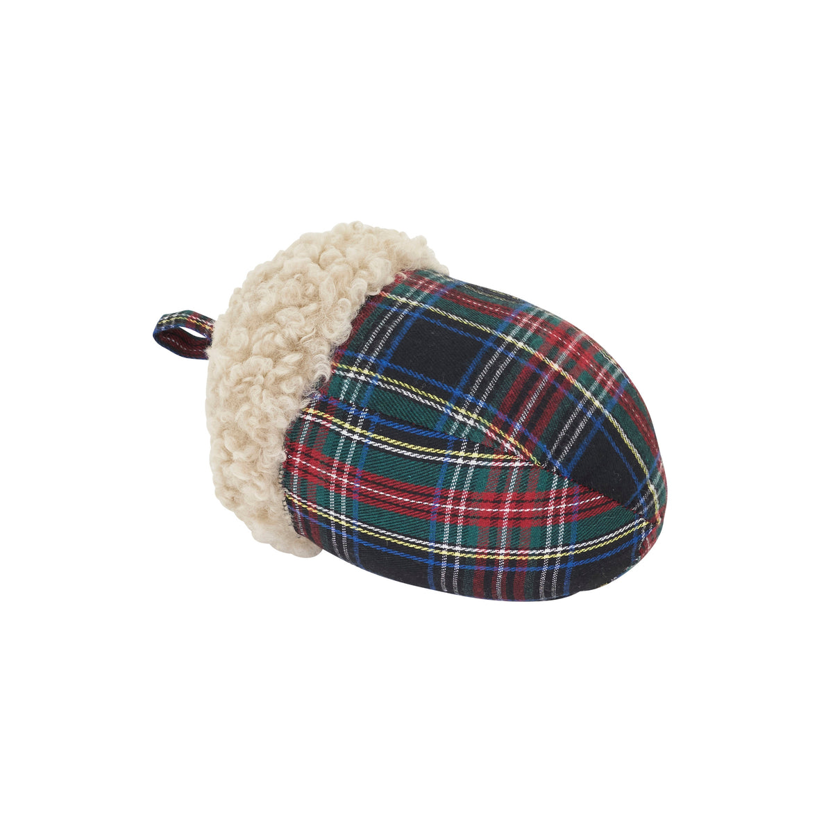Tartan Acorn Throw Pillow with Sherpa Texture