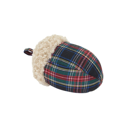 Tartan Acorn Throw Pillow with Sherpa Texture