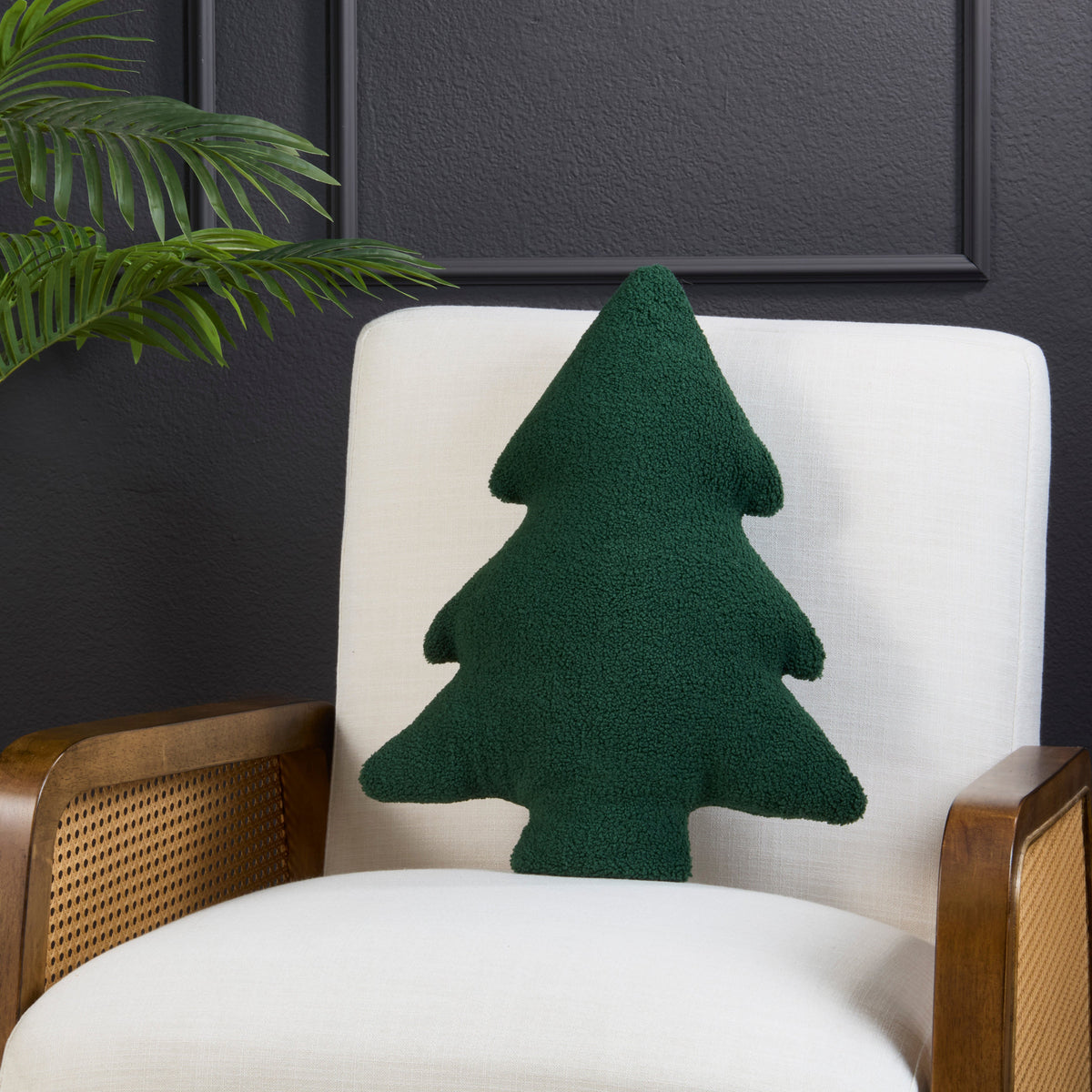 Sherpa Christmas Tree Shaped Throw Pillow