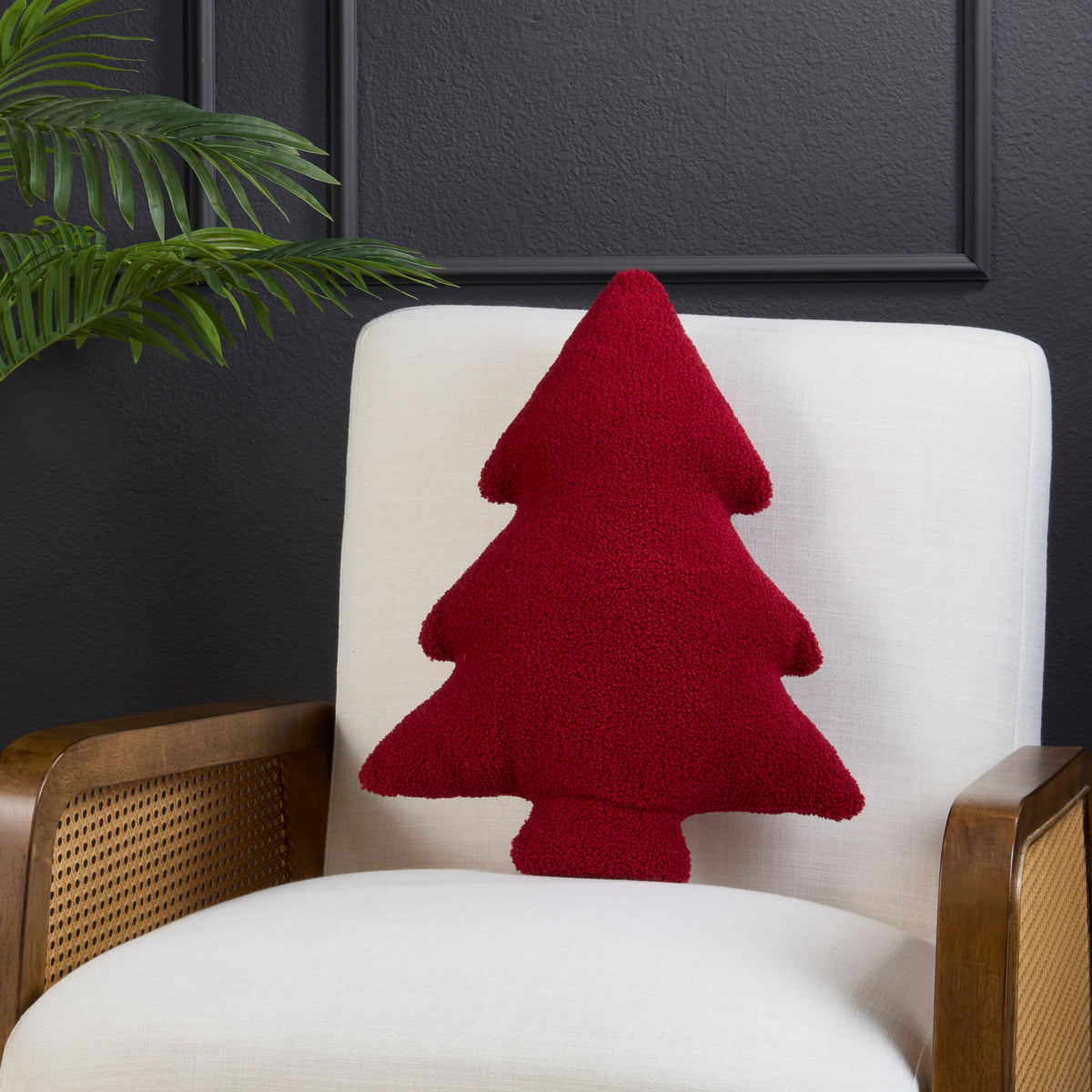 Sherpa Christmas Tree Shaped Throw Pillow