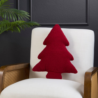 Sherpa Christmas Tree Shaped Throw Pillow