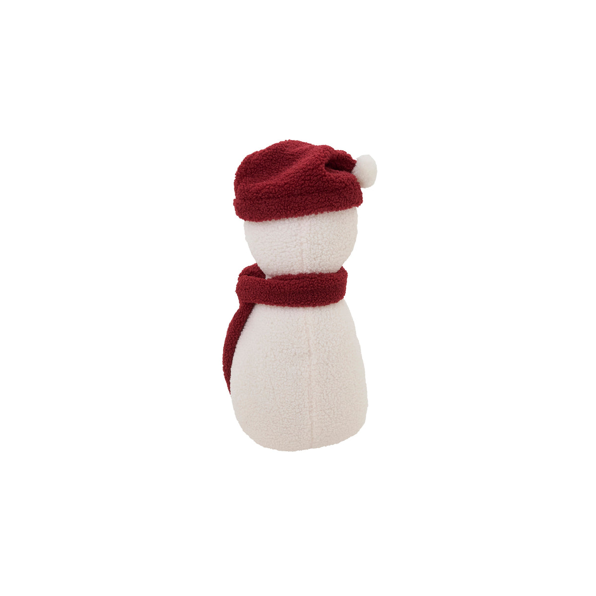 Snowman Shaped Sherpa Throw Pillow with Scarf and Winter Hat