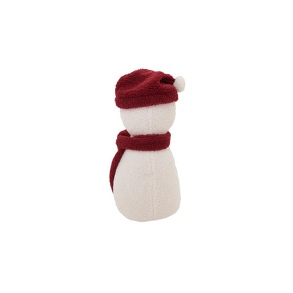 Snowman Shaped Sherpa Throw Pillow with Scarf and Winter Hat