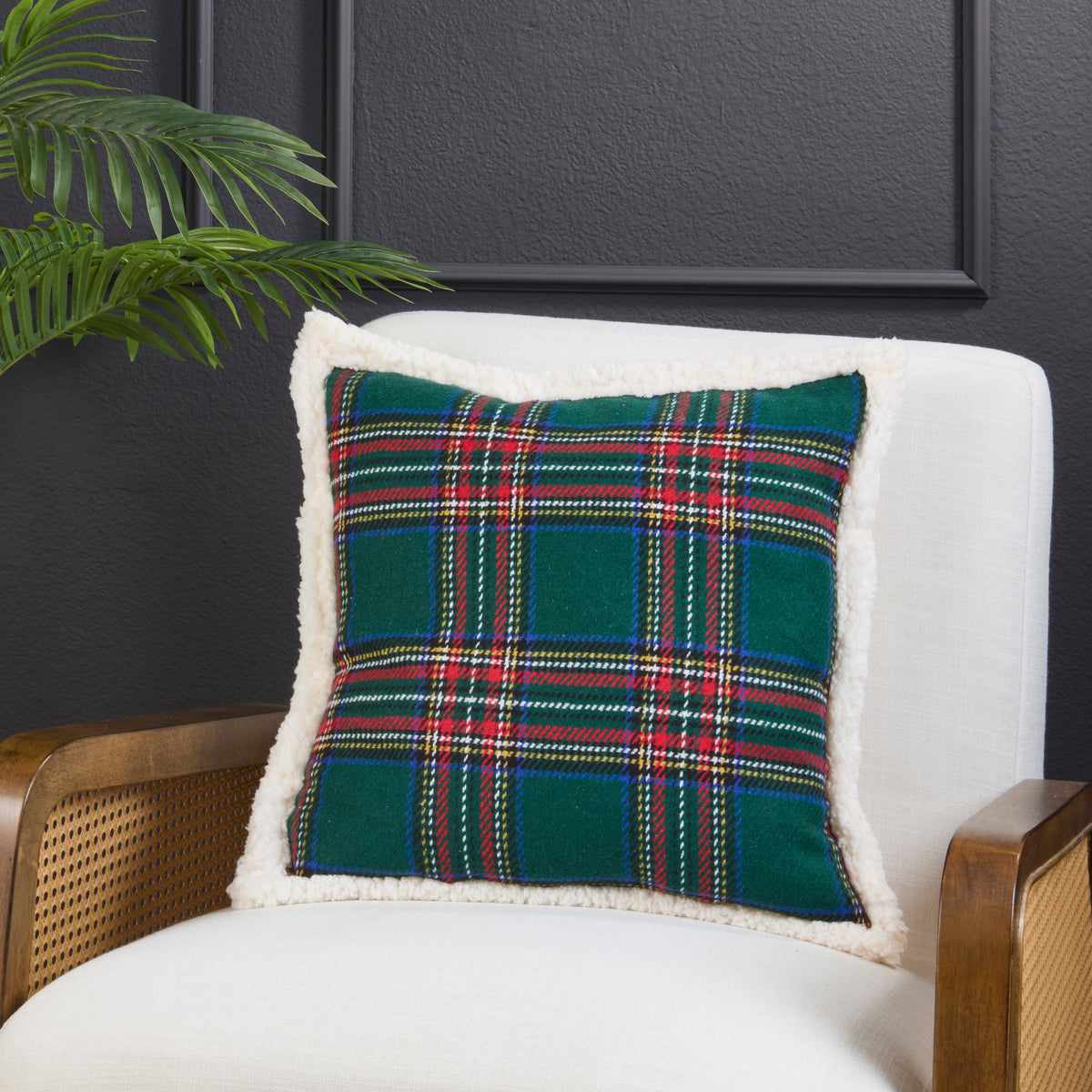 Plaid Sherpa Throw Pillow