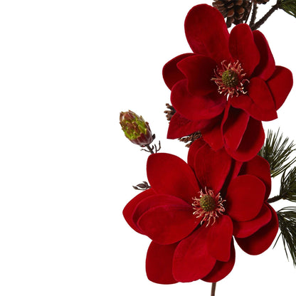 36” Magnolia and Pine Artificial Flower (Set of 2)