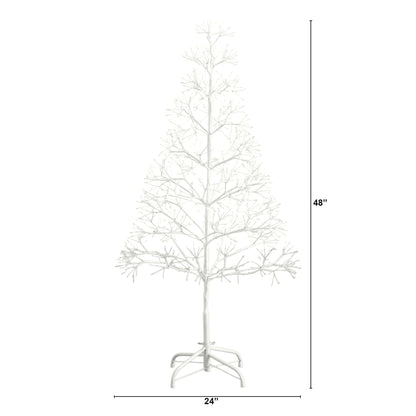 4' Pre-Lit Artificial White Starburst Tree with 800 Fairy Warm White LED Lights