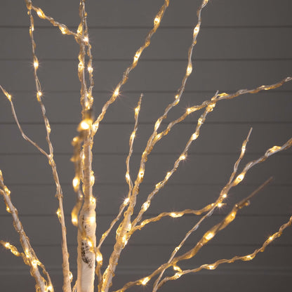 4' Pre-Lit Artificial White Birch Tree with 240 Color Changing LED Lights