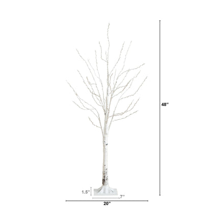 4' Pre-Lit Artificial White Birch Tree with 240 Color Changing LED Lights