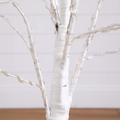 4' Pre-Lit Artificial White Birch Tree with 240 Color Changing LED Lights