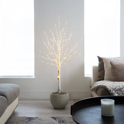 4' Pre-Lit Artificial White Birch Tree with 240 Color Changing LED Lights