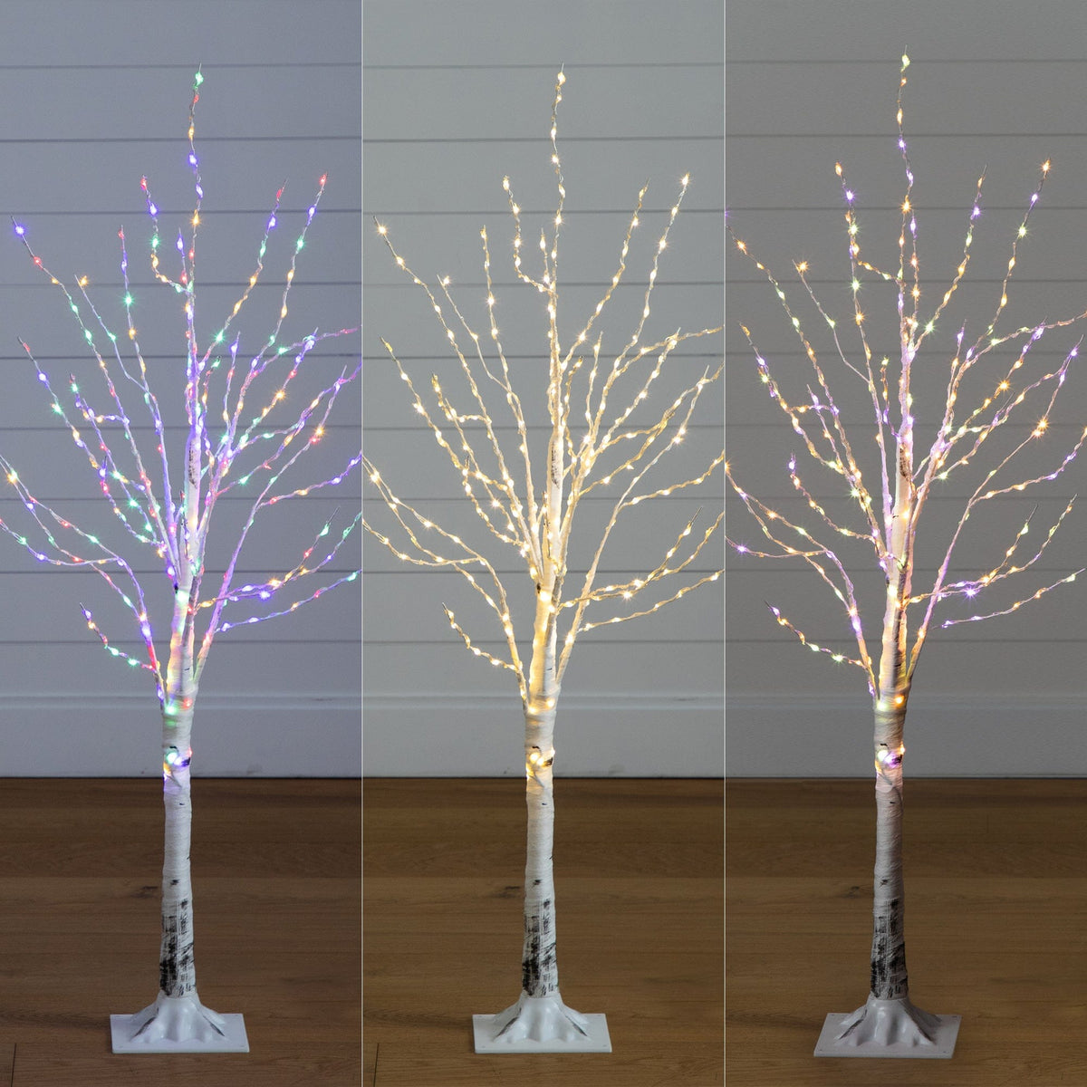 4' Pre-Lit Artificial White Birch Tree with 240 Color Changing LED Lights