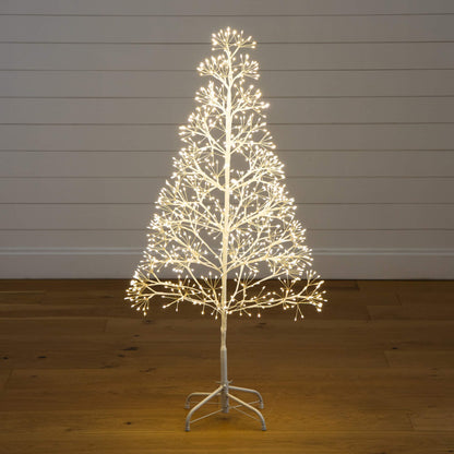 4' Pre-Lit Artificial White Starburst Tree with 800 Fairy Warm White LED Lights