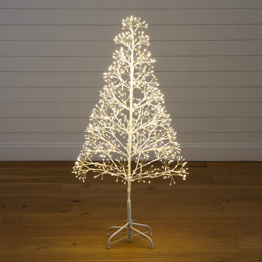 4' Pre-Lit Artificial White Starburst Tree with 800 Fairy Warm White LED Lights