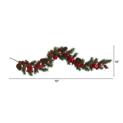 6' Apple, Berries and Pinecone Artificial Garland