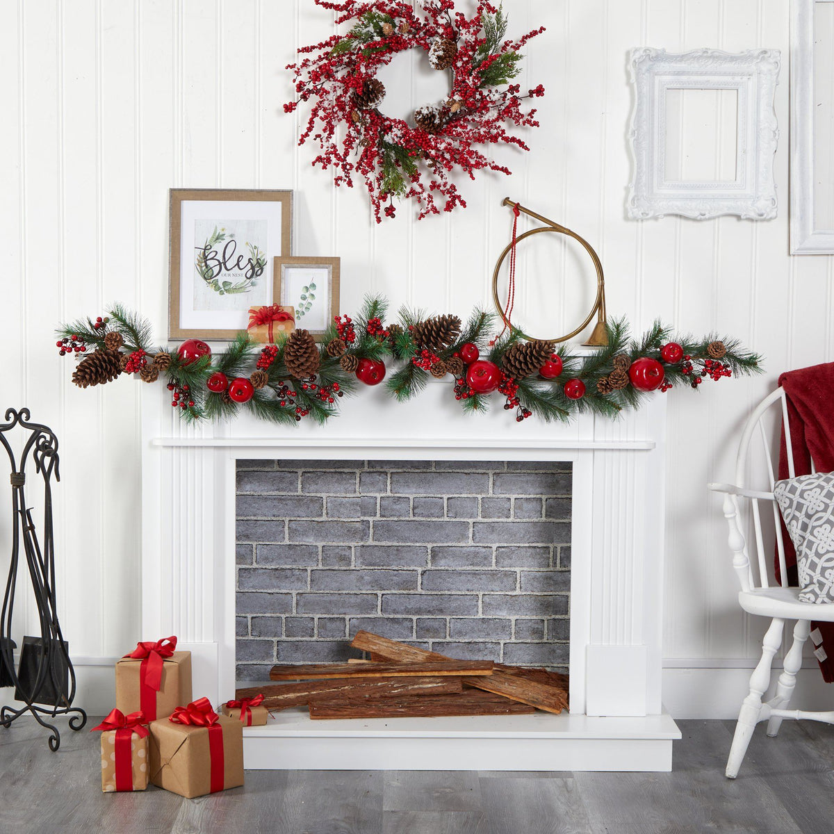 6' Apple, Berries and Pinecone Artificial Garland