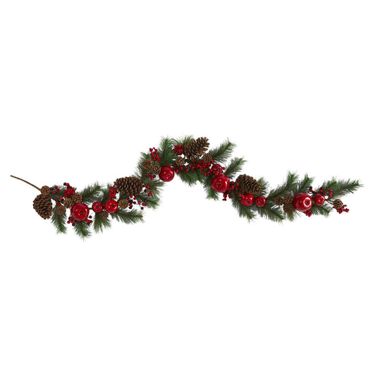 6' Apple, Berries and Pinecone Artificial Garland