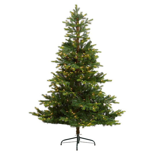 6' North Carolina Spruce Artificial Christmas Tree with 350 Clear Lights and 631 Bendable Branches