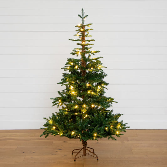 6' Pre-Lit Artificial Idaho Mixed Fir Christmas Tree with 130 Warm White LED Lights