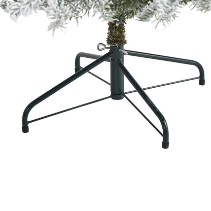 6.5' Slim Flocked Nova Scotia Spruce Artificial Christmas Tree with 300 Warm White LED Lights and 699 Bendable Branches