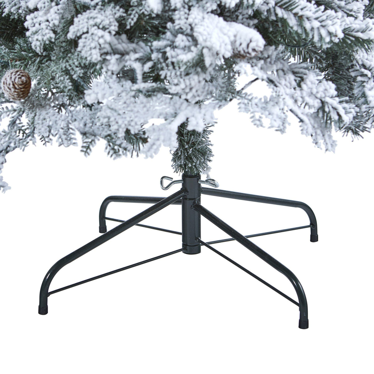 7' Flocked Montana Down Swept Spruce Artificial Christmas Tree with Pinecones and 400 LED Lights