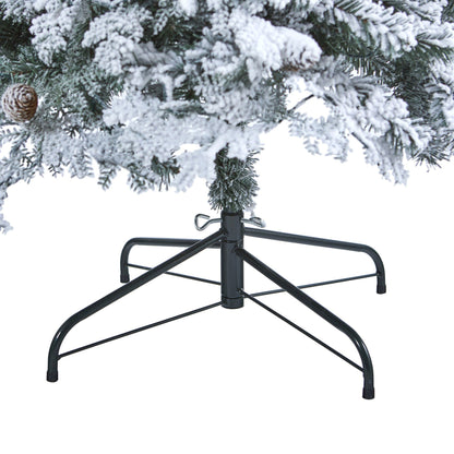 7' Flocked Montana Down Swept Spruce Artificial Christmas Tree with Pinecones and 400 LED Lights