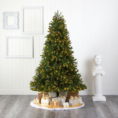 7' New Haven Spruce “Natural Look” Artificial Christmas Tree with 500 LED Lights