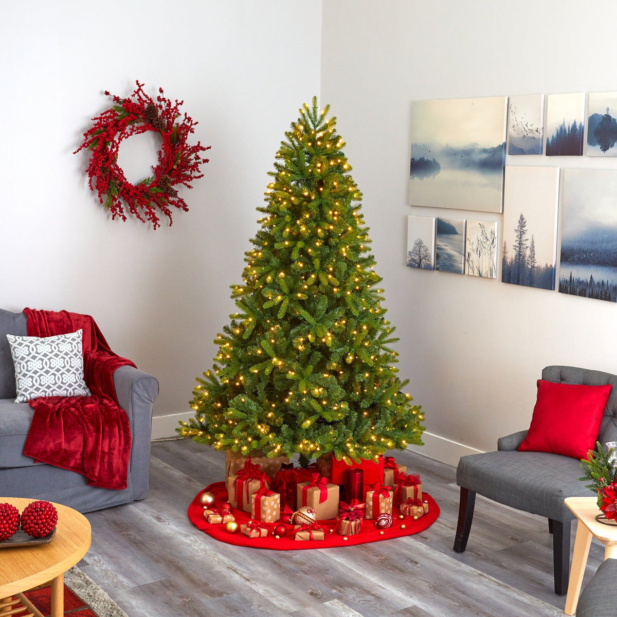 7' New Haven Spruce “Natural Look” Artificial Christmas Tree with 500 LED Lights
