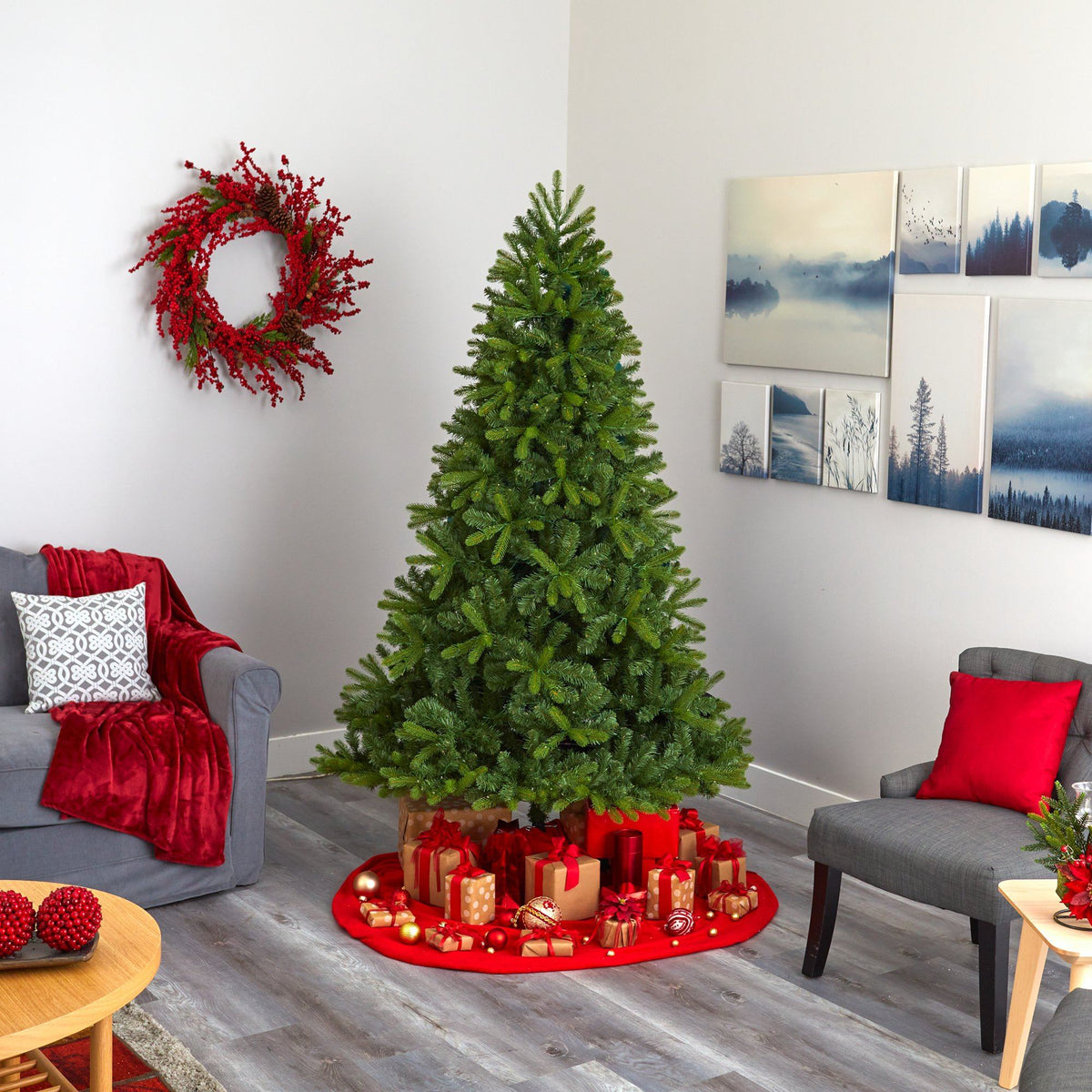 7' New Haven Spruce “Natural Look” Artificial Christmas Tree with 500 LED Lights