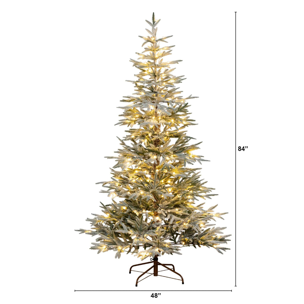 7' Pre-Lit Artificial Flocked Woodland Fir Christmas Tree with 200 Warm White LED Lights
