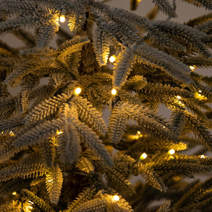 7' Pre-Lit Artificial Flocked Woodland Fir Christmas Tree with 200 Warm White LED Lights
