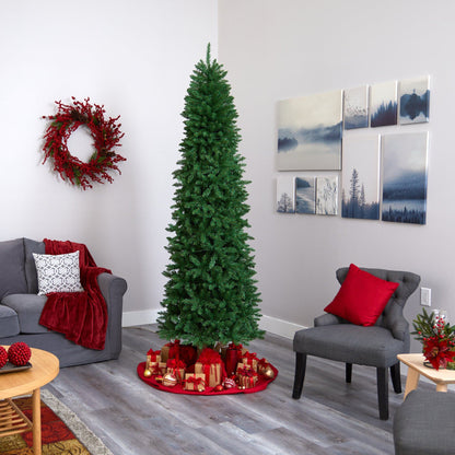 7' Slim Green Mountain Pine Artificial Christmas Tree with 300 Clear LED Lights
